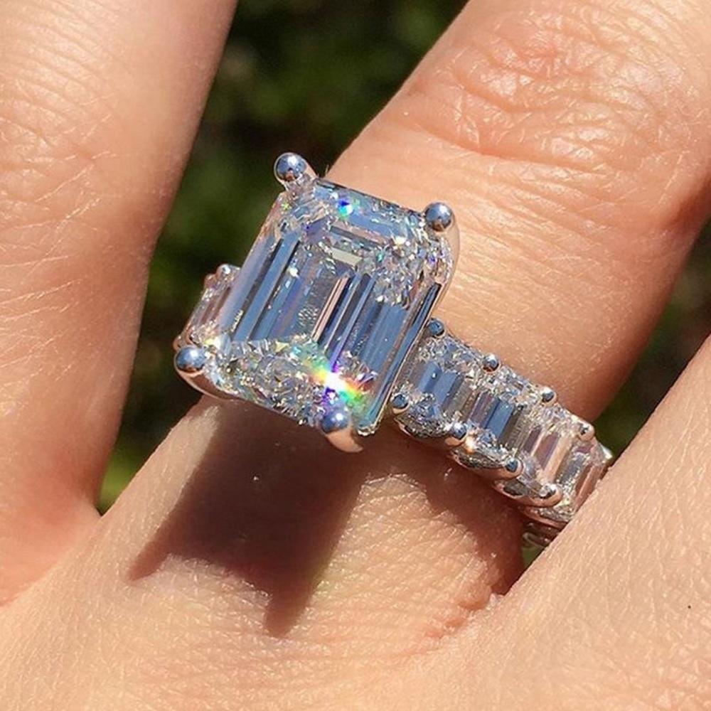 Devora Silver X Zircon Square Fashion Ring Size 9 16$